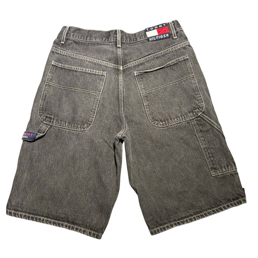 Vintage 90s Tommy Hilfiger Denim Shorts Faded Black 33